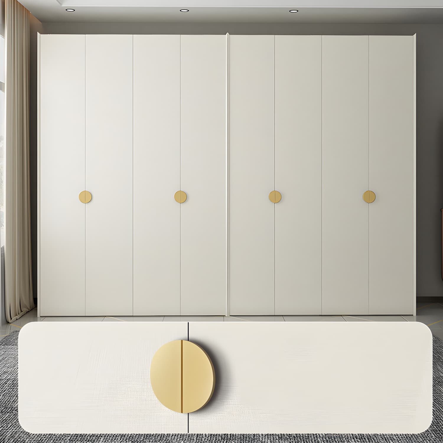 Engineered Wood Wardrobe Cabinet Modern Wardrobe Closet with Shelves for Home thumbnail 5