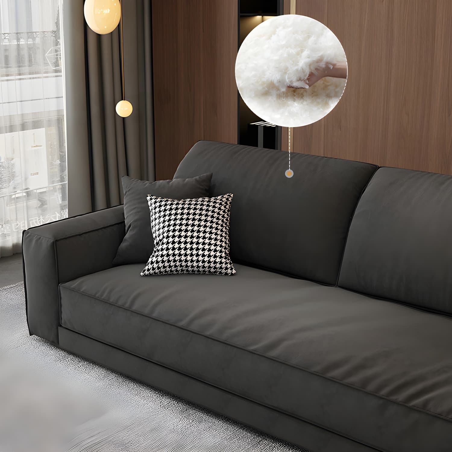 Modern Gray Polyester Blend Stationary Sectional Sofa with Square Arm and Cushion Back thumbnail 4