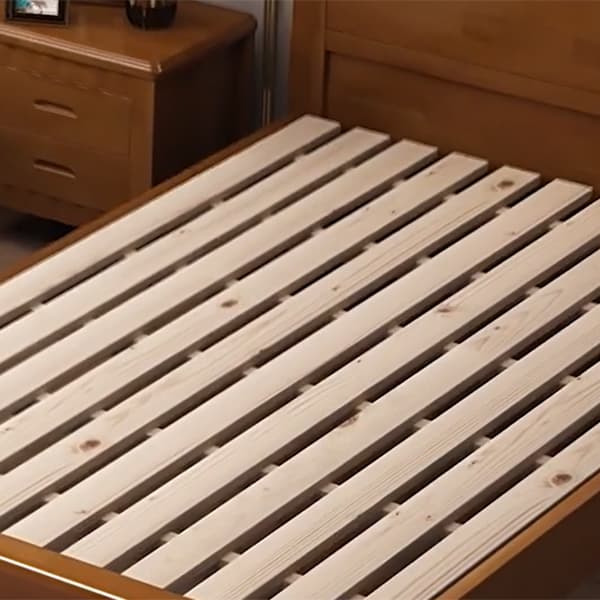 Traditional Brown Wood Panel Bed with Headboard Included and Footboard thumbnail 8