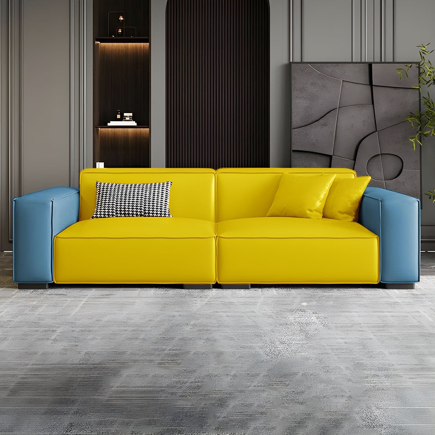 Extra Long Modern Wood Sofa with Stain Resistant Fabric and Seat for 5 People thumbnail 18