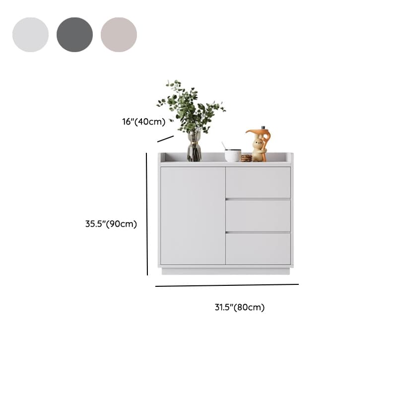 Simple Sideboard with 3 Drawers, Hutch Cabinets, Standard/Narrow/Wide Sizes, 1 Shelf, Sintered Stone Countertop, and 2/3/Single Doors thumbnail 10