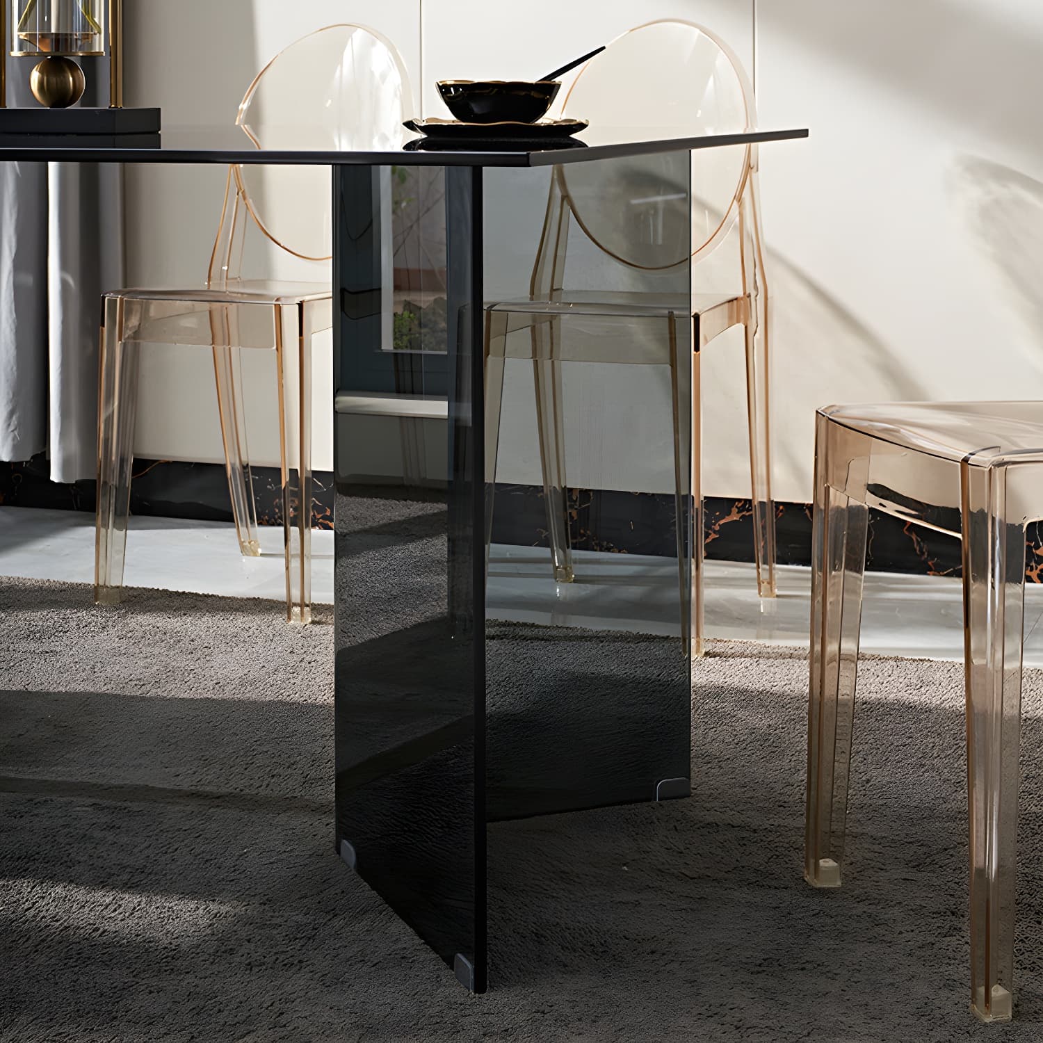 Modern Tempered Glass Dining Table Glass Base for Dining Room thumbnail 11