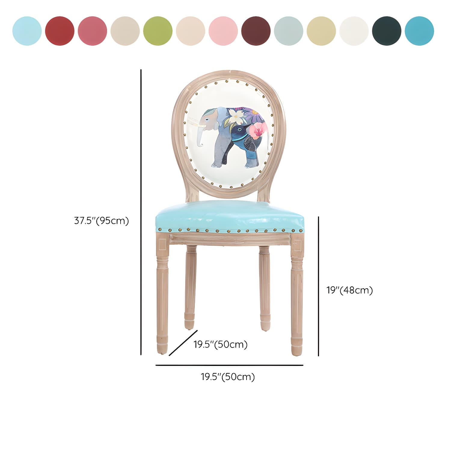 French Country Upholstered Armless Chair Home Solid Wood Dining Chair thumbnail 28