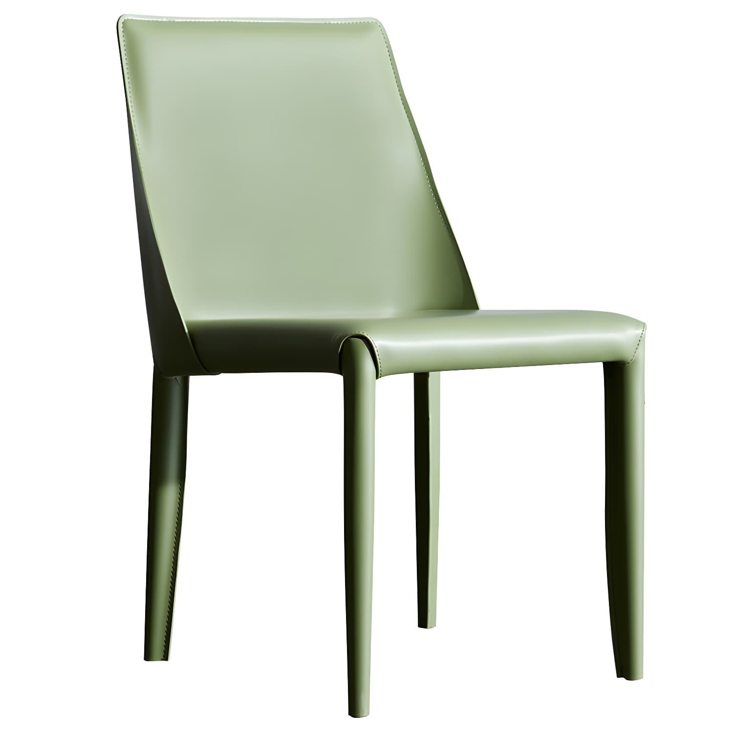 Solid Back Armless Dining Chairs Indoor Leather Side Chairs with Metal Legs thumbnail 13