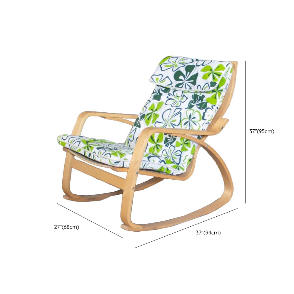 Ergonomic Natural Wood Rocking Armchair with Rear Back, Stationary thumbnail 12