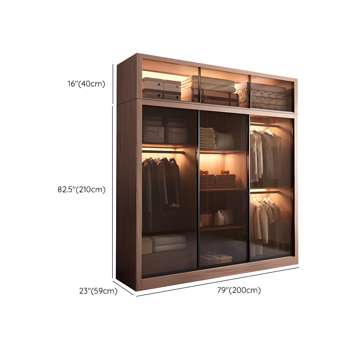 Brown Engineered Wood Wardrobe Armoire Modern Wardrobe Closet thumbnail 25