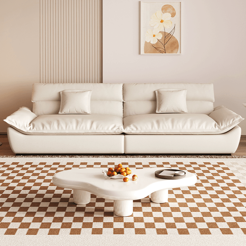 Modern Solid Color Scratch-defiant Standard Sofa in Light Gray/Taupe/Citrus Color, 3-seater with 2 Pillows thumbnail 12
