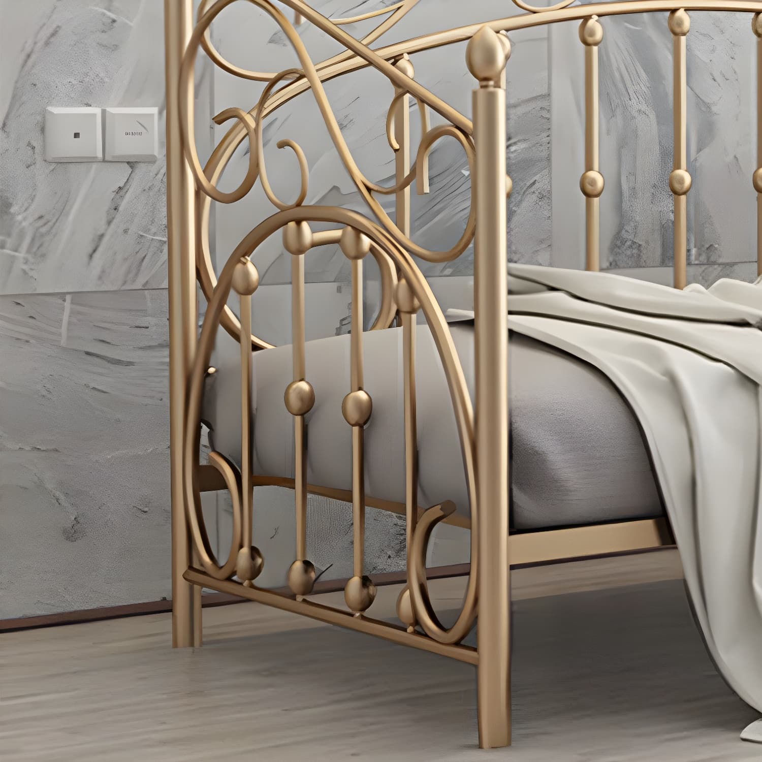 Luxurious Open-Frame Bed 45.28-inch High Metal Child's Bed with Headboard thumbnail 6