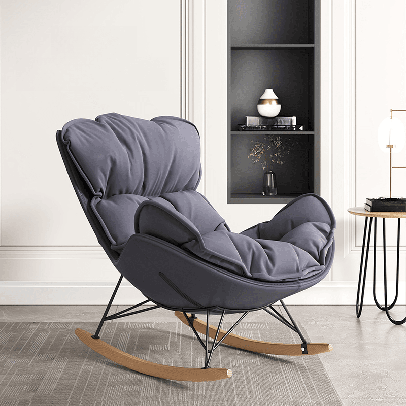 Metal Frame Damp-proof Cushioned Rocking Chair with Flared Arm in a Western Style - image 3