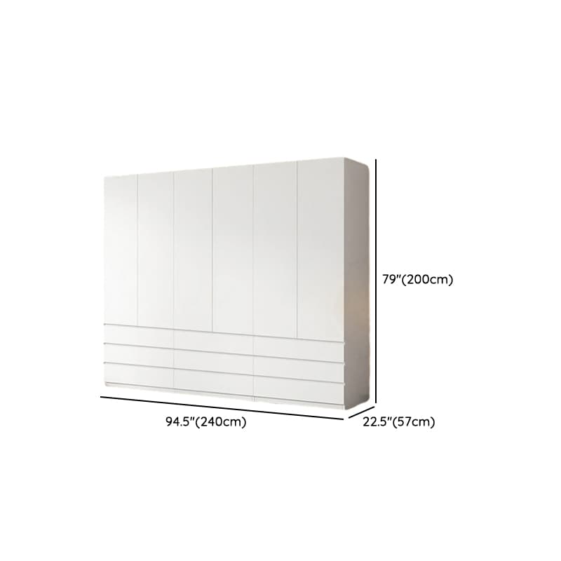 White Contemporary Alloy Cabinet Armoire with 3/6/9 Drawers, Flexible Shelf, and Hanging Rod thumbnail 16