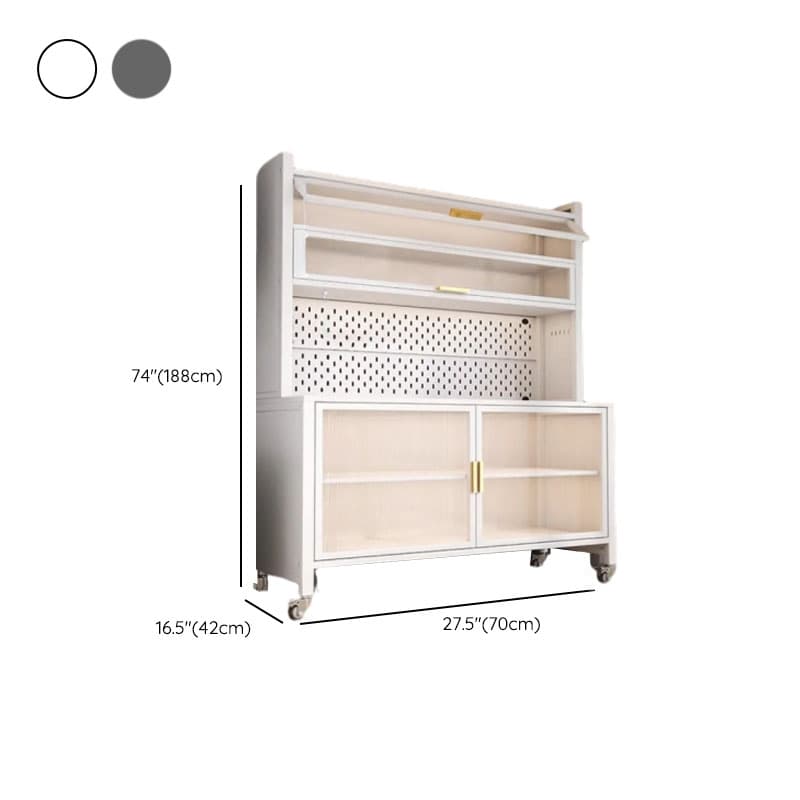 Narrow Steel Countertop Sideboard with Wheels, Cupboard, Changeable Shelf, and 3/4 Doors thumbnail 15