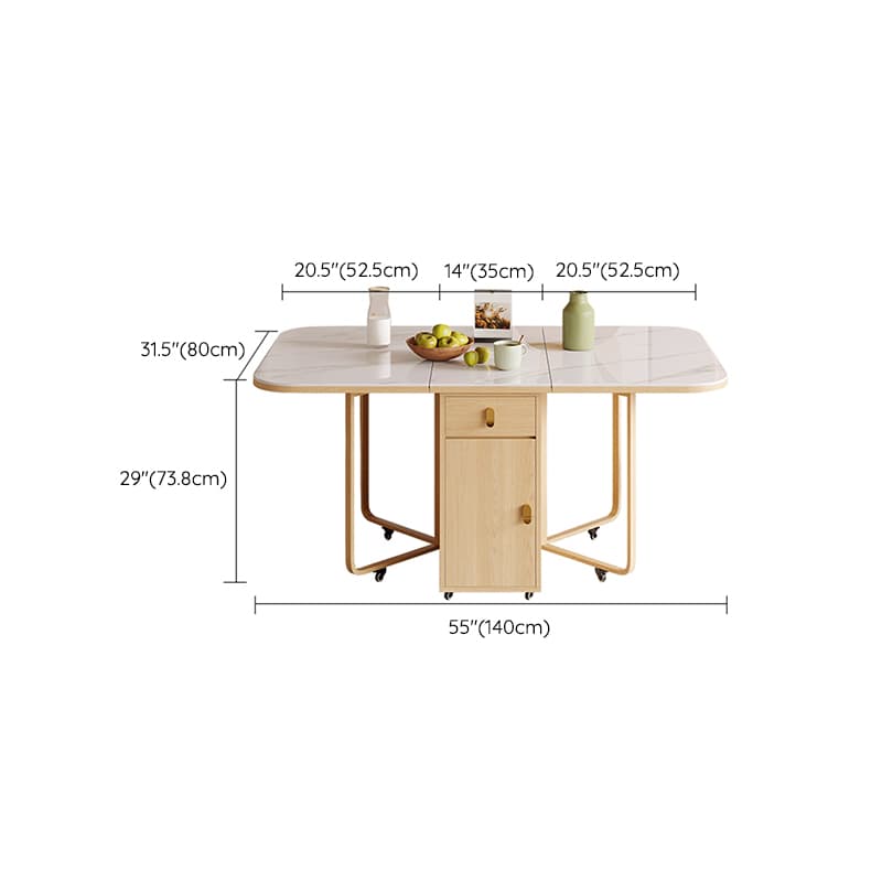 Scandinavian Folding Dining Set in Light Wood with Upholstered Chairs and Extendable Table thumbnail 10