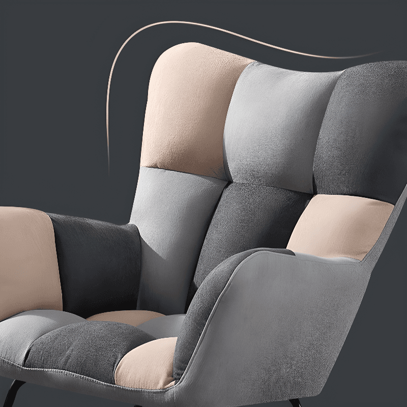 Modish Upholstered Cushioned Rocking Accent Chair 2 Piece Set with Footstool & Recessed Arm, Scratch-tolerant thumbnail 18