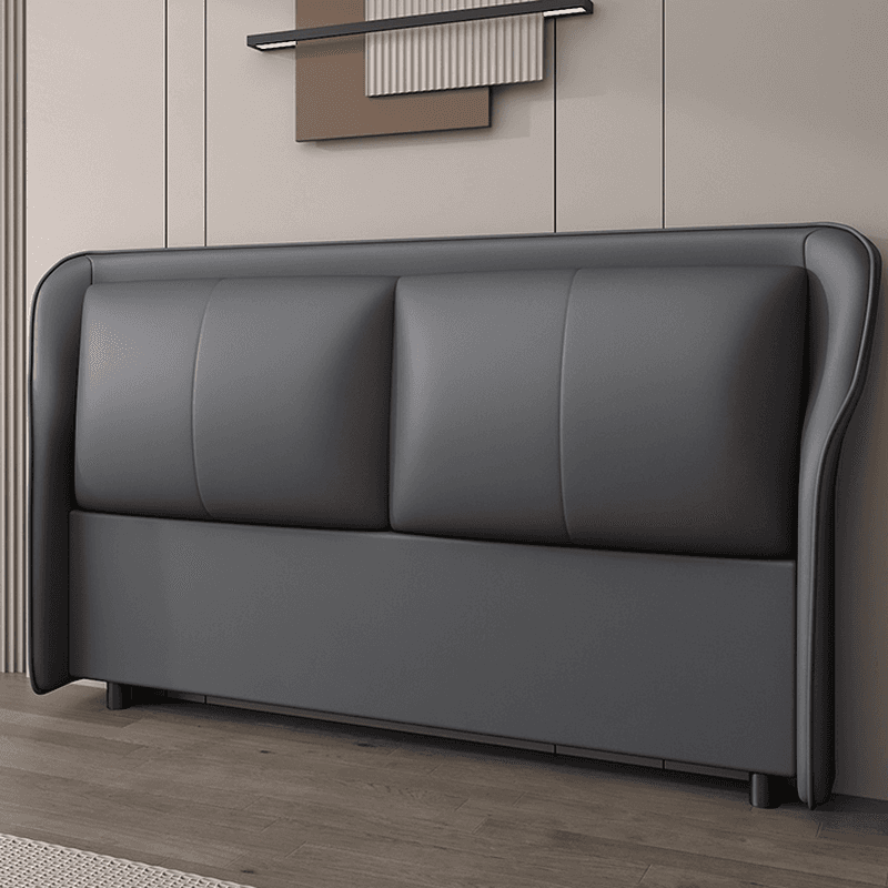 Trendy Wingback Headboard with No Distressing in Natural Wood, Rectangle Shape for Full/Queen Bed with Sponge Upholstery and Standard Height thumbnail 2