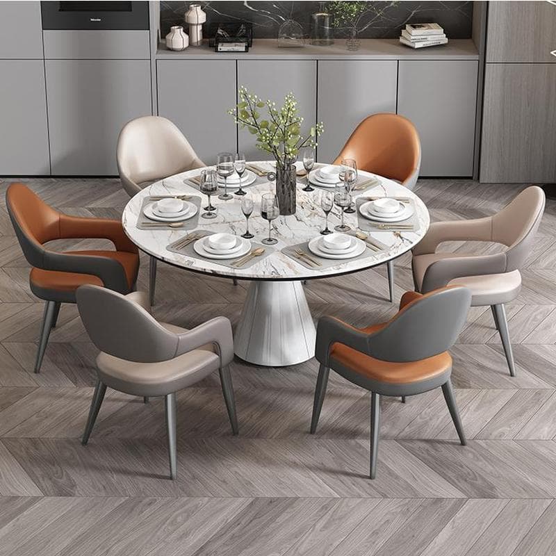 Faux Leather Arm Chair with Standard Back and Metal Legs in Gray for Kitchen & Dining thumbnail 12