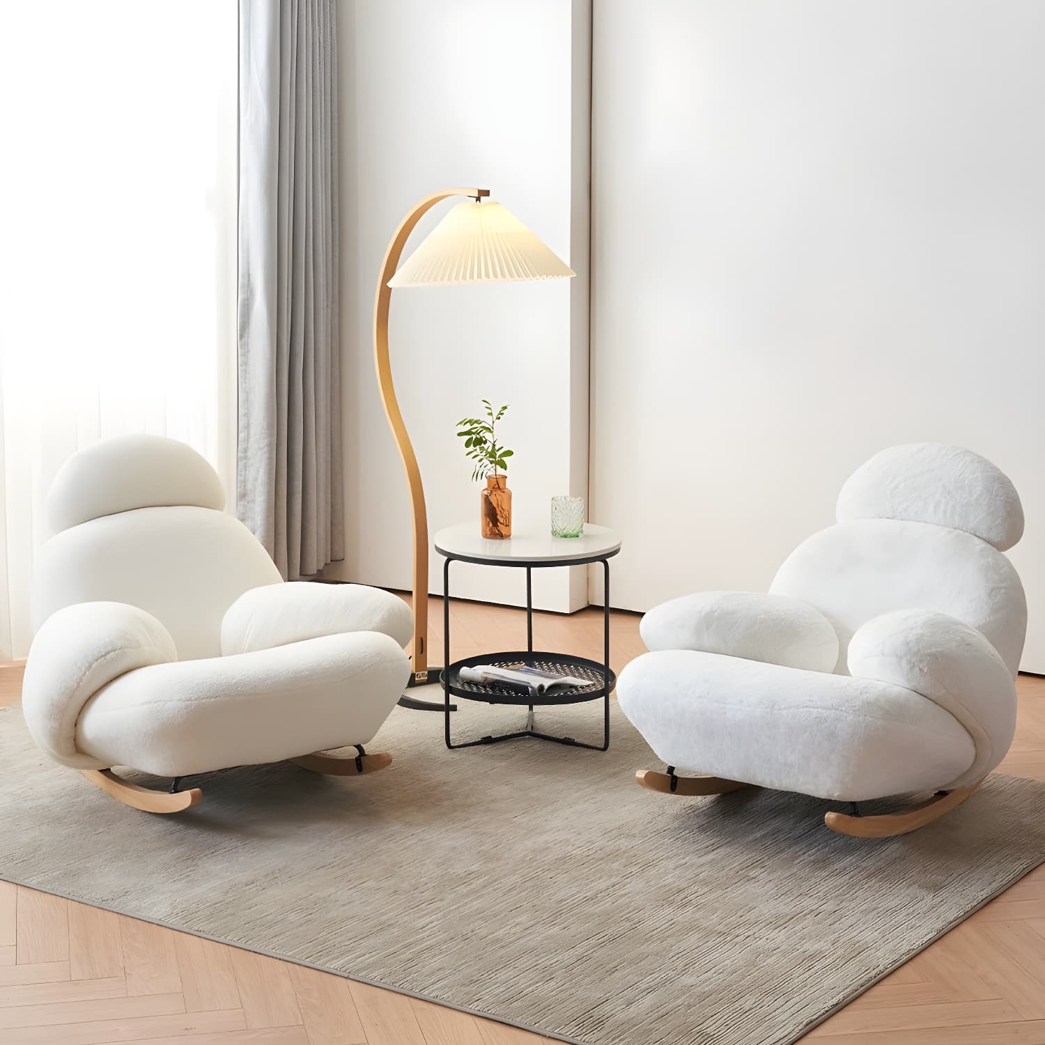 Rocking Accent Chair Solid Wood Contemporary Living Room Spindle thumbnail 10