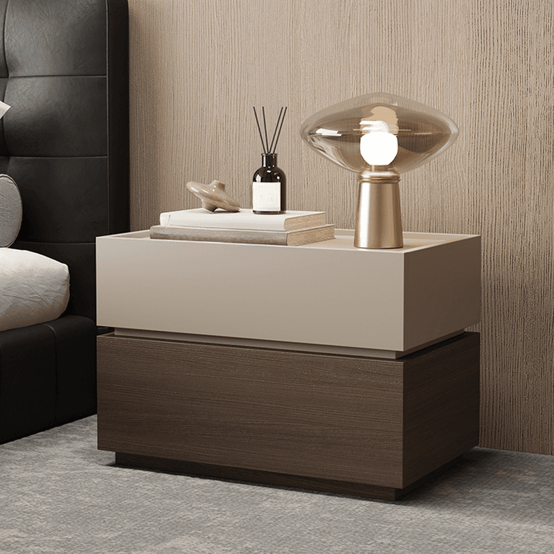 Organic Modern Nightstand With Drawer Organization Featuring 2 Drawers and Real Wood Countertop thumbnail 9