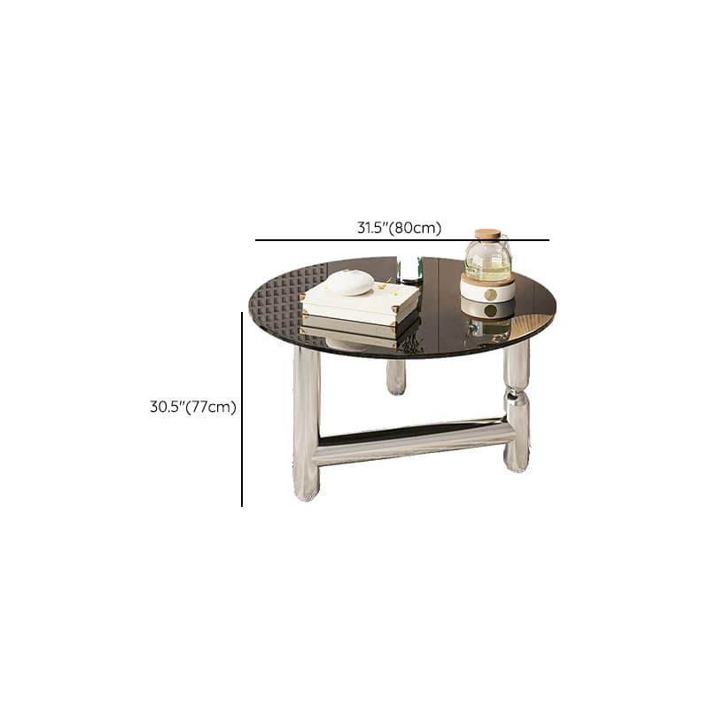 Sleek Silver Stainless Steel Coffee Table with Tempered Glass Top thumbnail 14