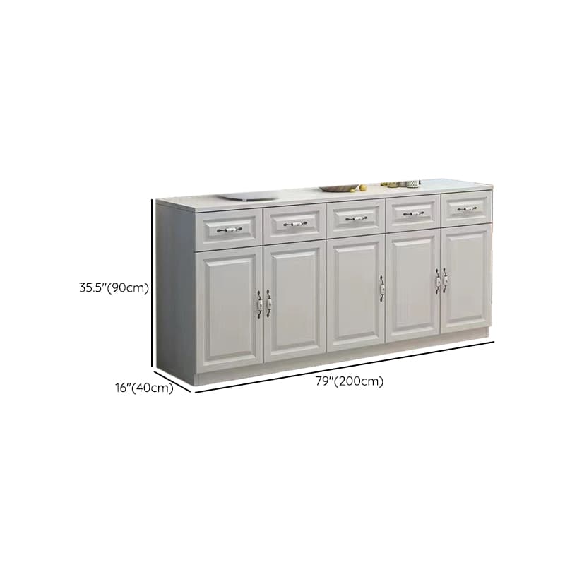 Chalk Sideboard with 4 Drawers, Standard Size, 1 Shelf, Manufactured Wood Countertop, 4 Doors, and Self-supporting Design thumbnail 10