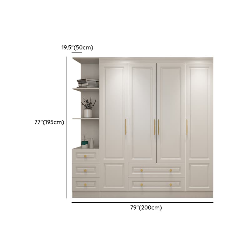 White Minimalist Lumber Wardrobe Closet with Soft Close Drawer, Soft Close Door, Interior Shelves, and Clothing Rod thumbnail 21