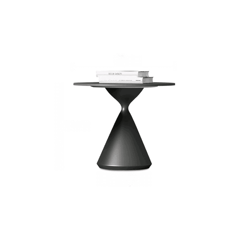 Single/Nesting Postmodern Circular-shaped Chalk/Ink Sintered Stone Pedestal Base Side Table thumbnail 1