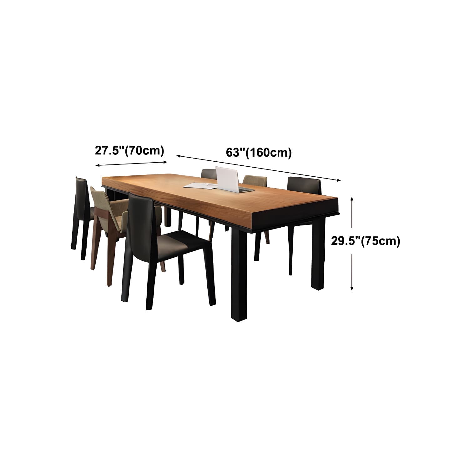 Rectangle Industrial Dining Table Solid Wood Top Home Table with 4 Black Iron Legs thumbnail 12