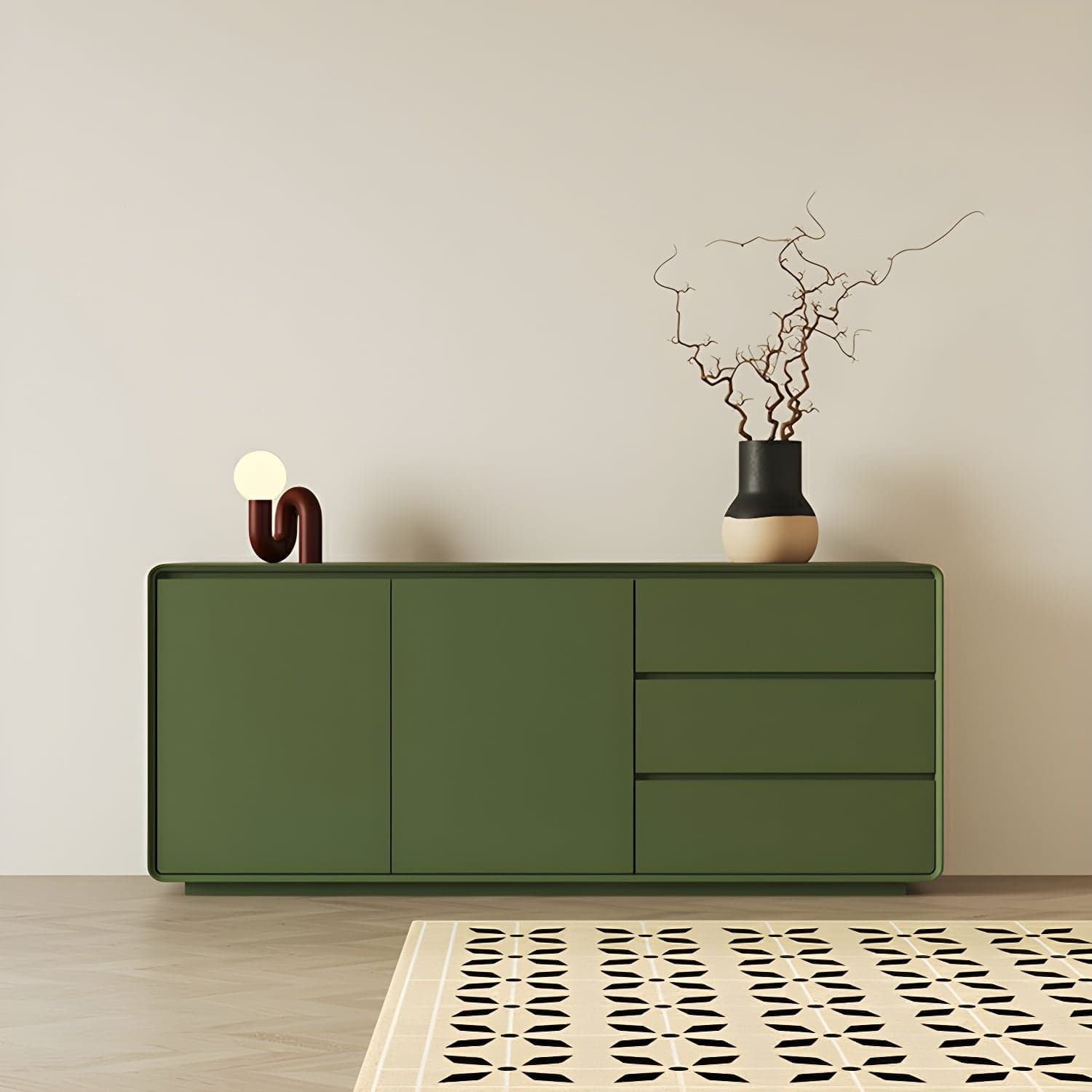 Scandinavian Wood Sideboard with 3 Drawers and 2 Doors, Overall Width 40cm, Overall Height 80cm thumbnail 2