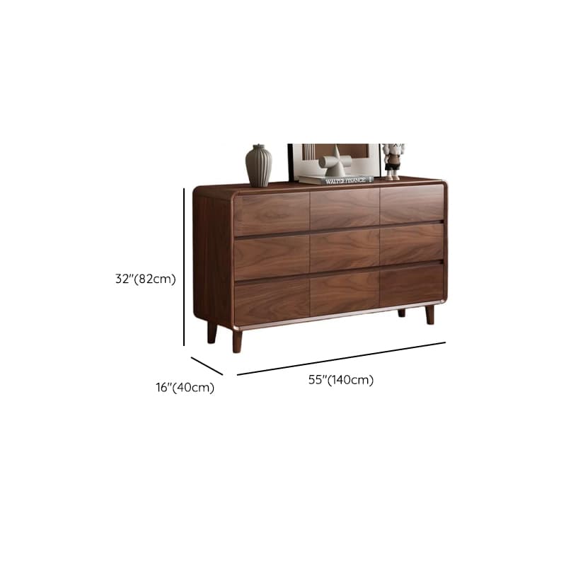 Cocoa Simplistic Natural Wood Double Dresser with 6/9/5 Drawers in Horizontal/Vertical Orientation thumbnail 12