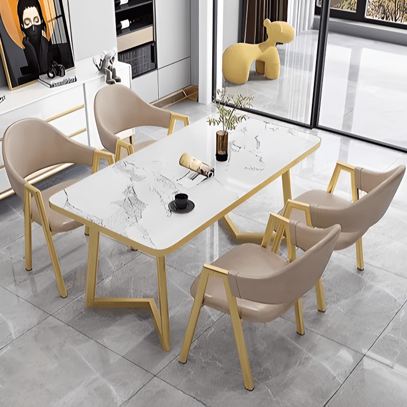 Luxurious Dining Table Set with Recycled Wood Top and Sleighing Base thumbnail 5