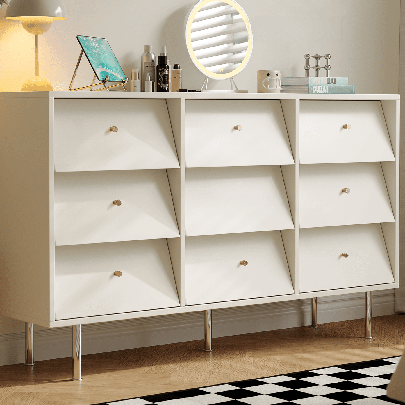 Chalk Casual Raw Wood Semainier for Sleeping Quarters with 9 Drawers/6 Drawers Horizontal/Vertical thumbnail 2