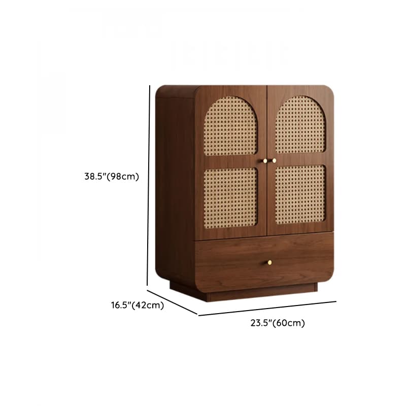 Simple Rectangular Accent Cabinet with Storage, Engineered Wood Countertop, Pull Knobs, Auburn Top, and Soft Close Drawer thumbnail 23