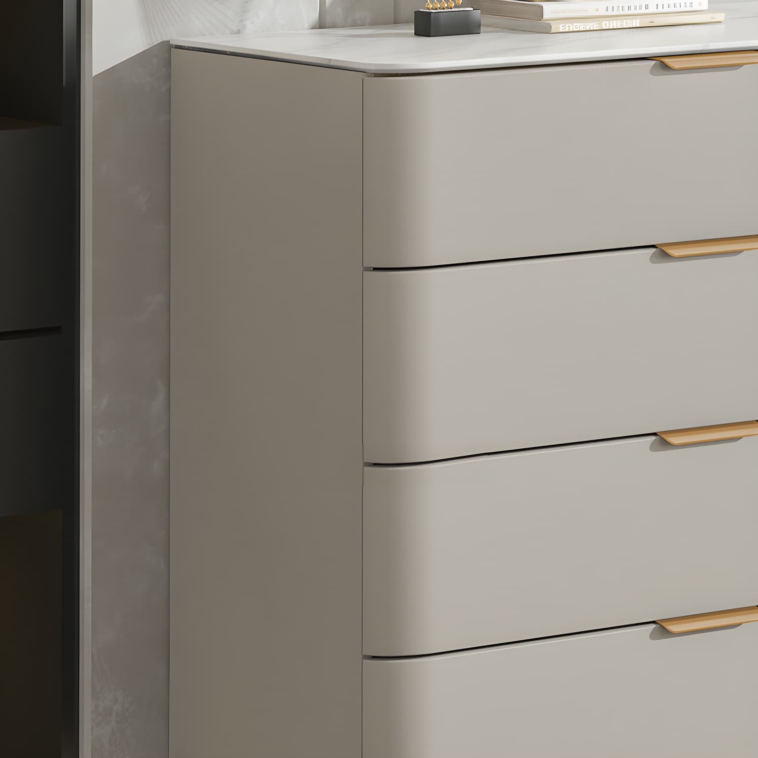 Modern Faux Leather Double Dresser with Solid Wood and Gold Accent Handles - image 11