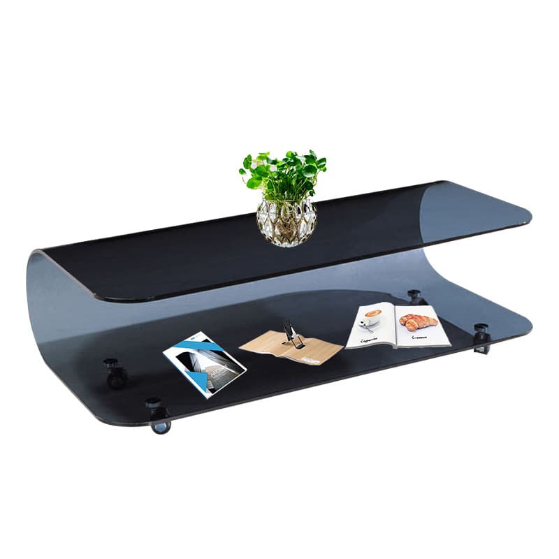 Transparent Wheel coffee table with Roller Wheels, Locker, 1 Shelf/2-Tier and Square/Square for Indoor Use thumbnail 7