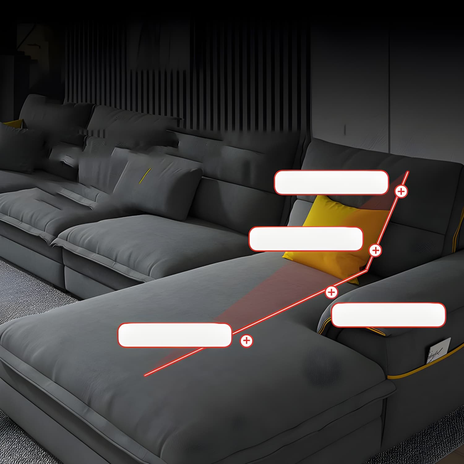 Modern Gray Cotton and Linen Sectional Sofa with Wood Frame and Storage Included thumbnail 7