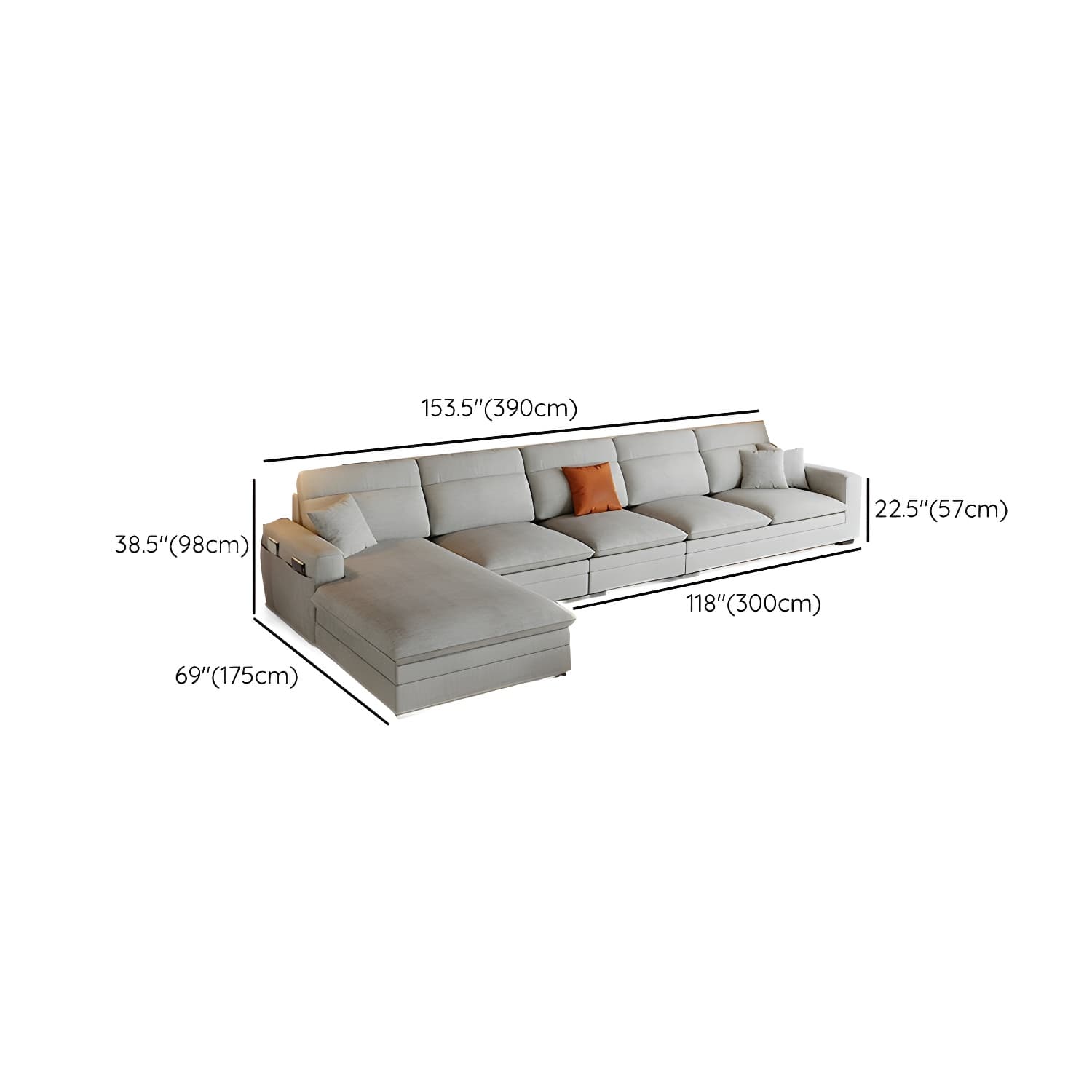 Contemporary Square Arm Sectional Sofa with Pillows and Storage thumbnail 21