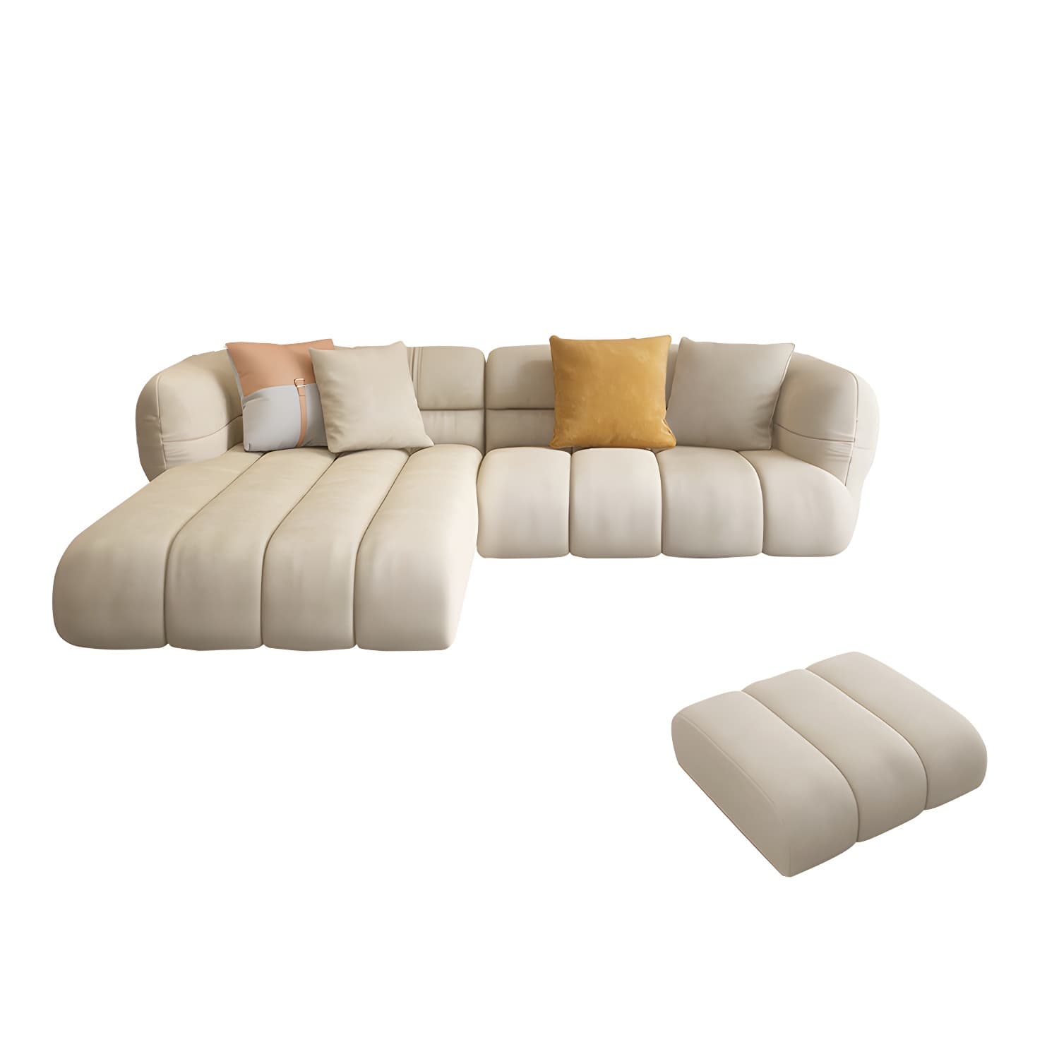 Stylish Beige L-Shape Sectional Sofa Chaise with Storage Included thumbnail 5