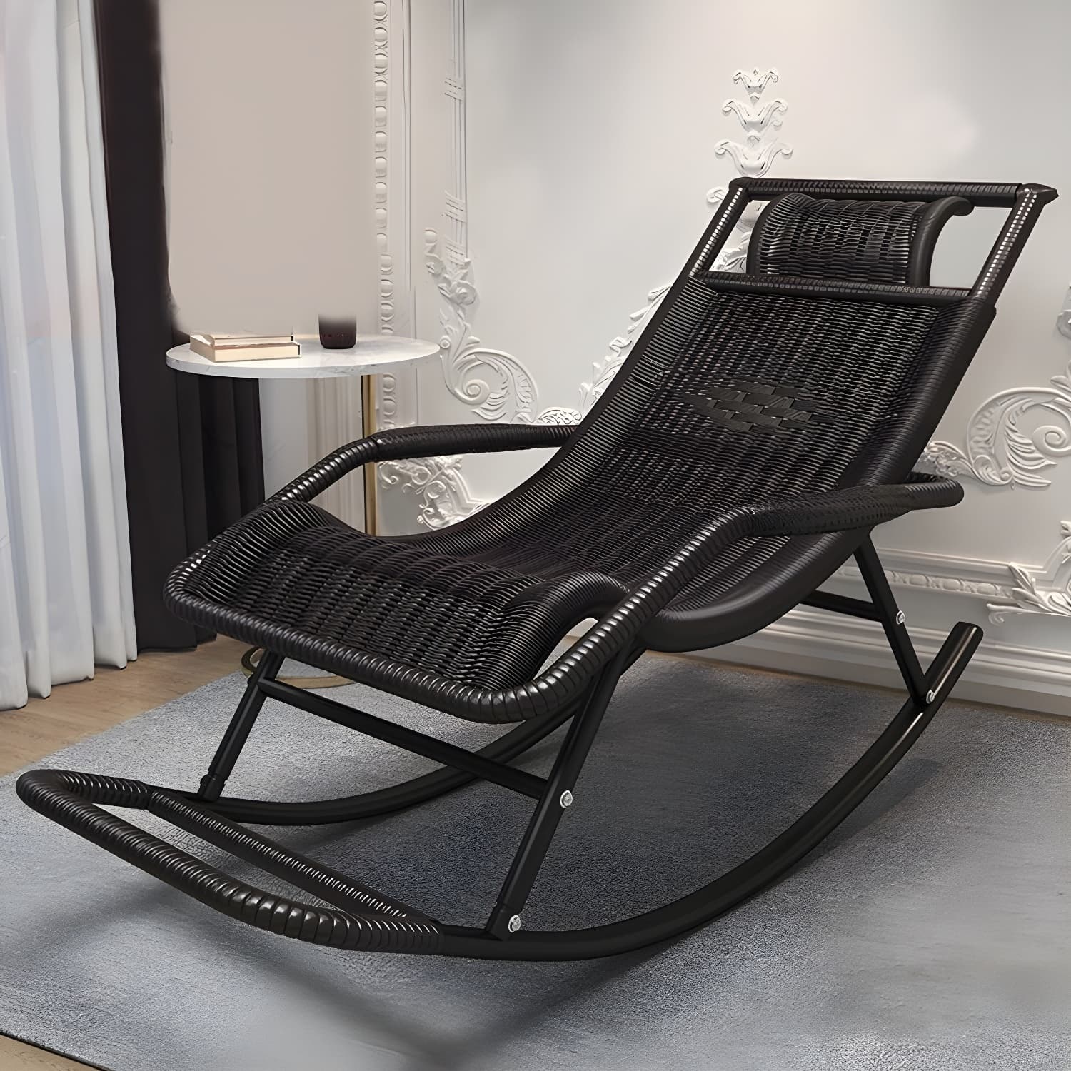 Modern Rattan Rocker Chair Reclining Rocking Chair for Home Decor - image 1