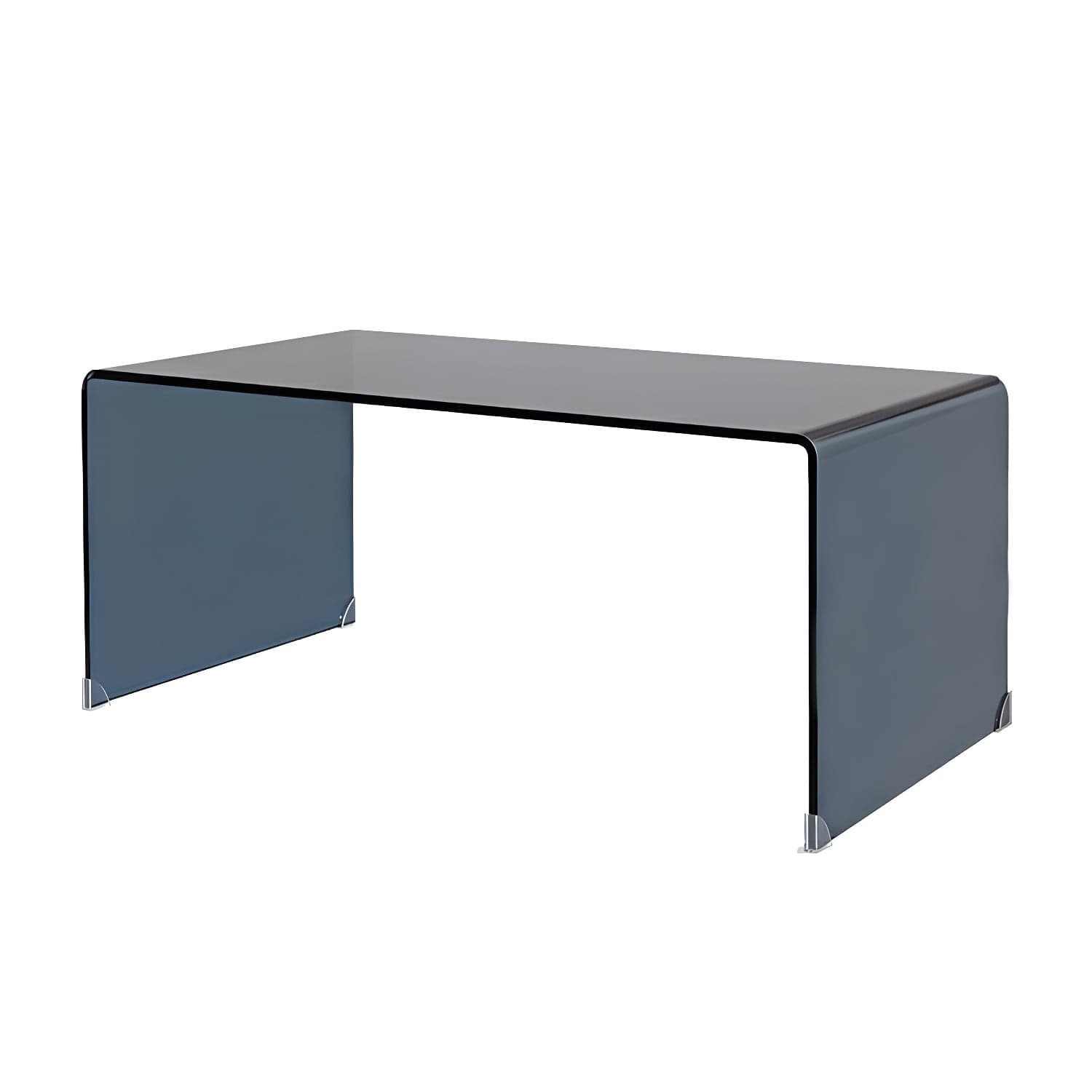 Modern Glass Coffee Table with Transparent Rectangular Top & Sleek Sled Base thumbnail 1