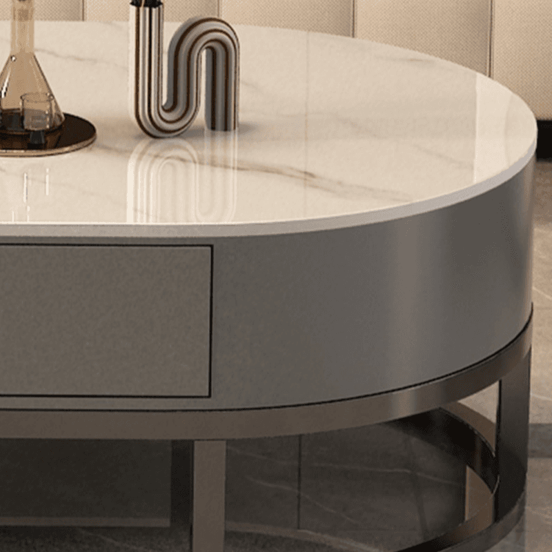 Elliptical Accent Table with Dual-base and Rawhide Upholstery thumbnail 8