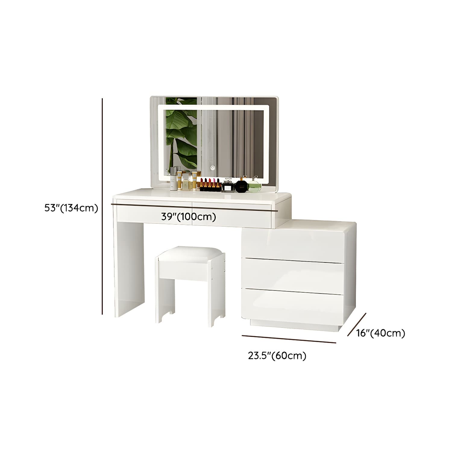 Modern 48'' White Wood Makeup Vanity & Stools with Drawers Self Close or Reserve Installation thumbnail 15