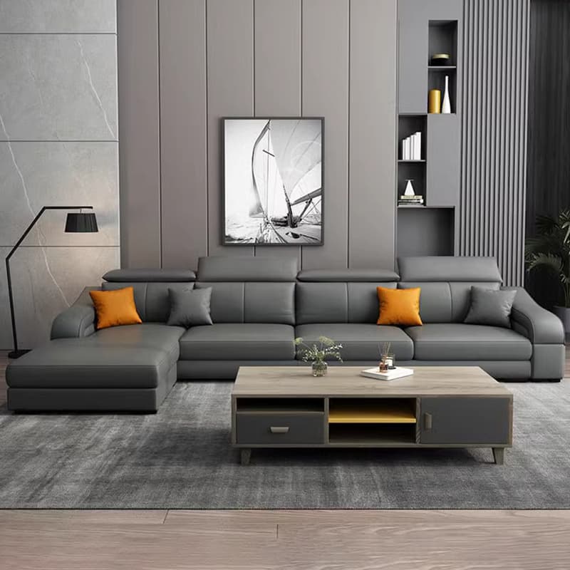 L-Shape Left Sofa Chaise for 5-seater with Sloped Arms in a Trendy Style thumbnail 10