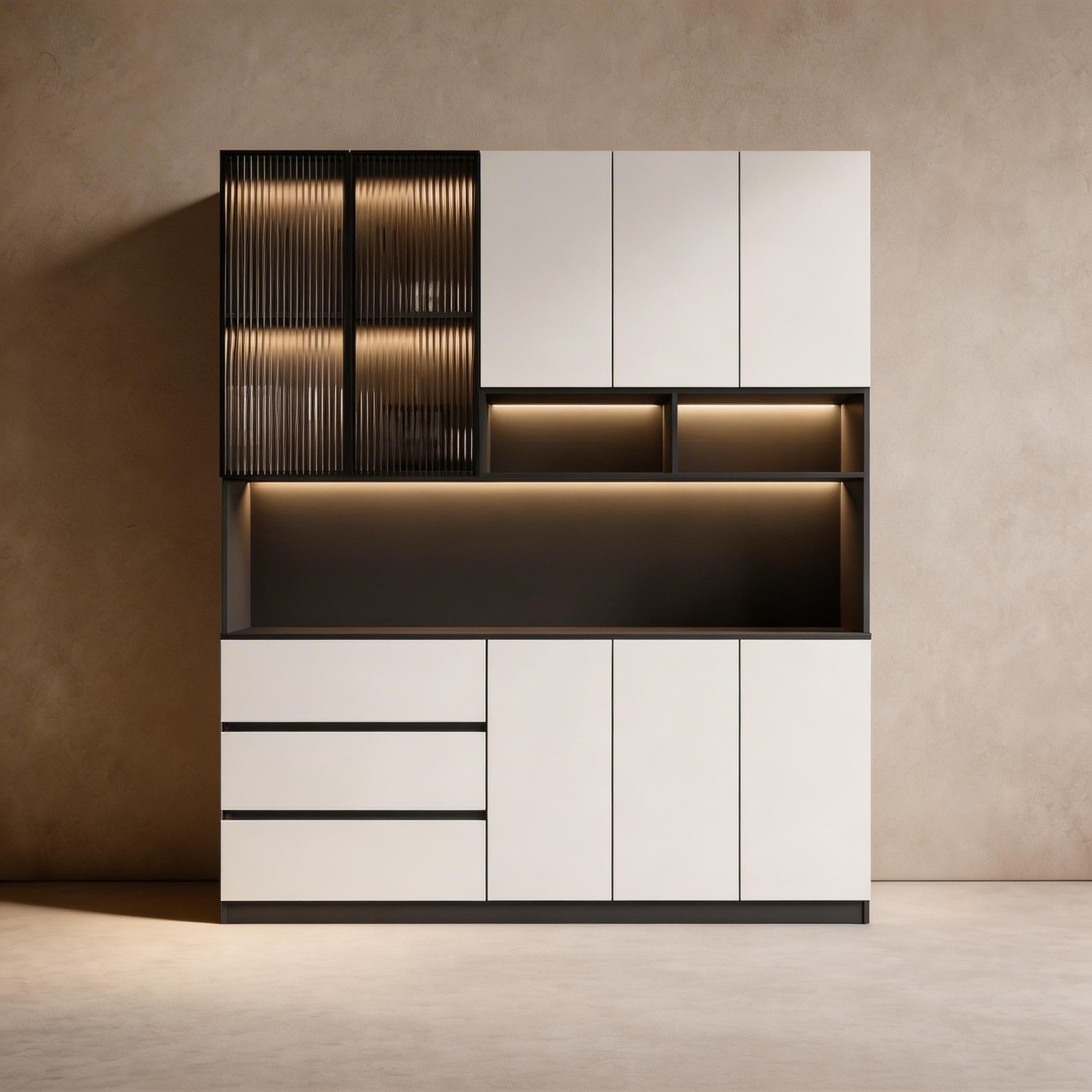 Trendy Sideboard with 3 Drawers, Cupboard, Wide/Standard/Narrow Sizes, 2/1 Shelves, Cabinets, and Glass-panel Door thumbnail 20