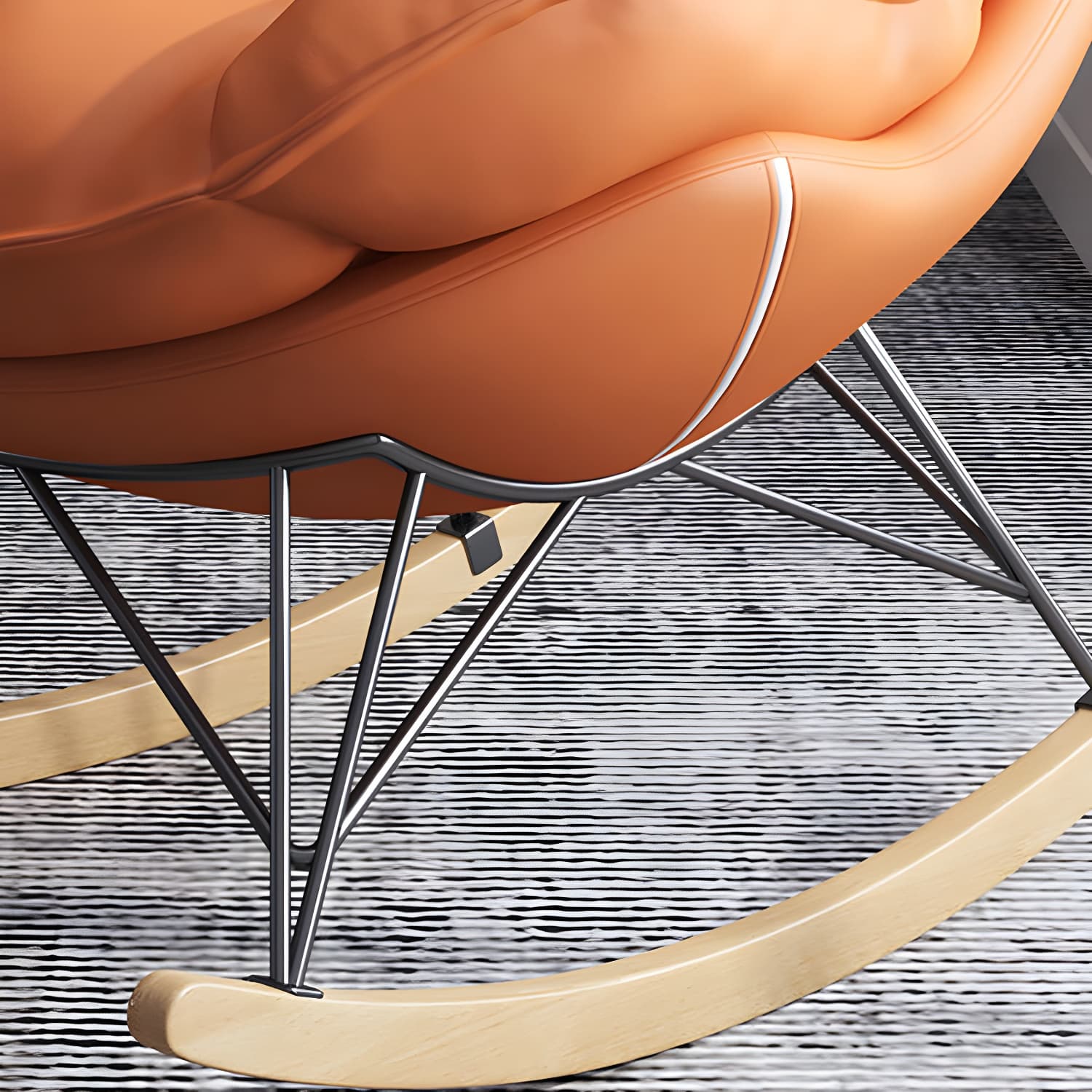 Contemporary Style Nursery Sofa Rocking Chair Indoor Rocking Chair with Ottoman thumbnail 11
