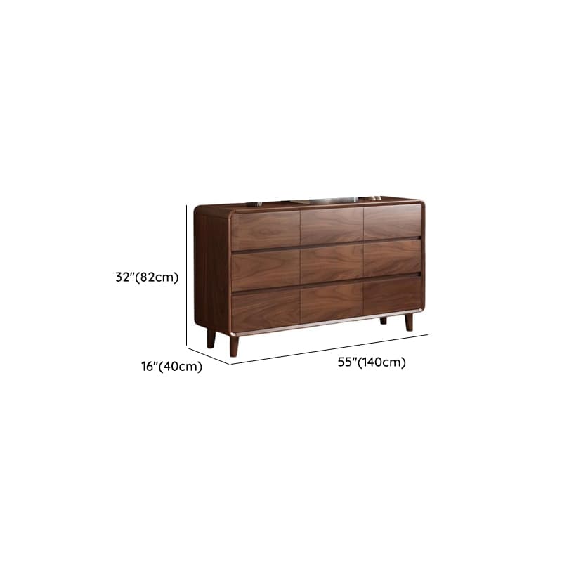 Cocoa Simplistic Natural Wood Double Dresser/Lingerie Chest with 6/9/5 Drawers in Horizontal/Vertical Orientation thumbnail 14