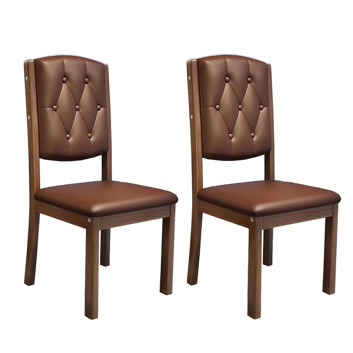 Matte Finish Leather Side Chair with Solid Wood Base for Home thumbnail 6