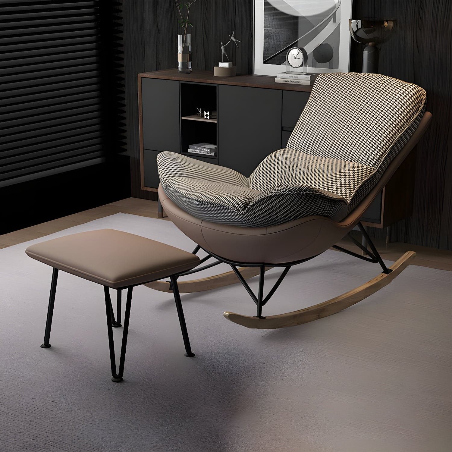Modern Tufted Cushions Glider Spindle Children Glider with Ottoman thumbnail 2