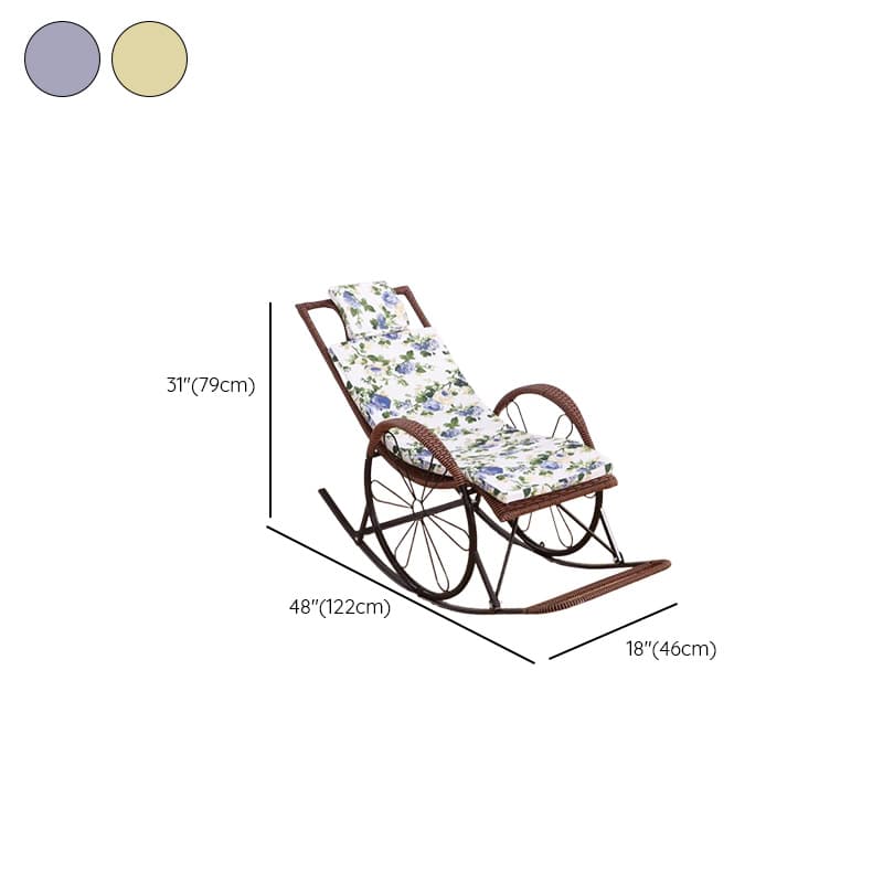 Old School Pecan/Light Green/Sand Cane Rocking Chair with Rear and Wagon Wheel Shaped Arms thumbnail 14