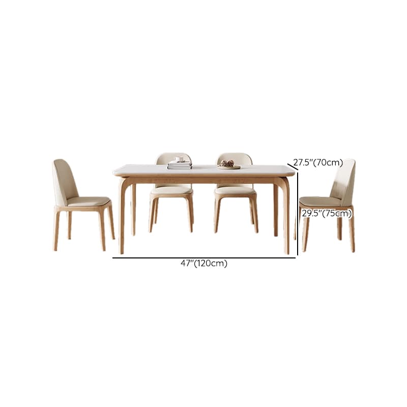 Dining Table Set with Slate Stone Fixed Table, Padded Chair Back for 6 People in White thumbnail 11