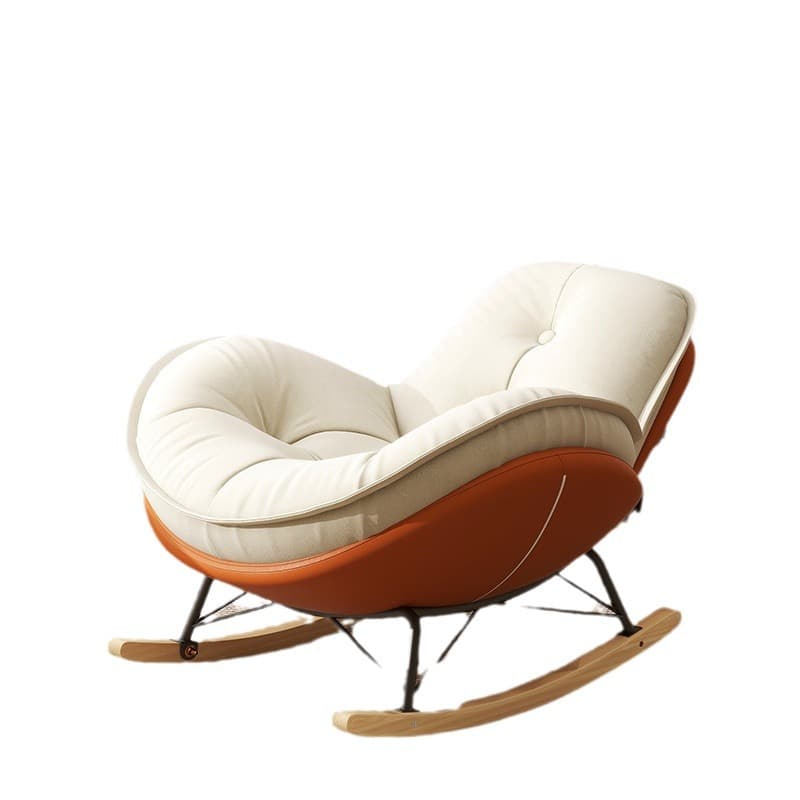 Modern Butter Color/Grey/Auburn Upholstered Padded Rocking Seat with Flared Arm, Scratch-repellent thumbnail 7