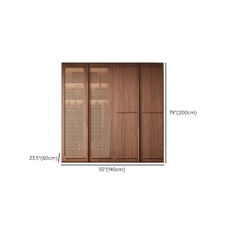 Simplistic Wood Color Timber Wardrobe Closet with Soft Close Door, Interior Shelves, and Hanging Rod thumbnail 9